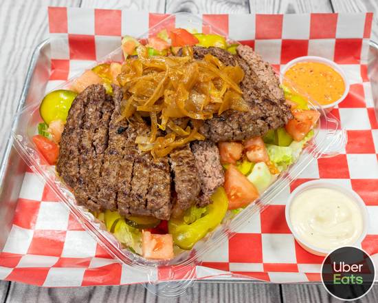 Order Pepper Crusted Burger Salad food online from Retro Grill Nj store, Deal on bringmethat.com