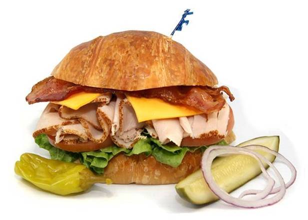 Order #67 Turkey Club with Bacon on Croissant food online from Lee Sandwiches store, Hawaiian Gardens on bringmethat.com