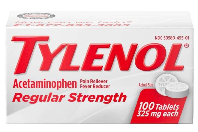 Order Tylenol Regular Strength - 100 Tablets - 325mg  food online from East Cooper Family Pharmacy store, Mt Pleasant on bringmethat.com