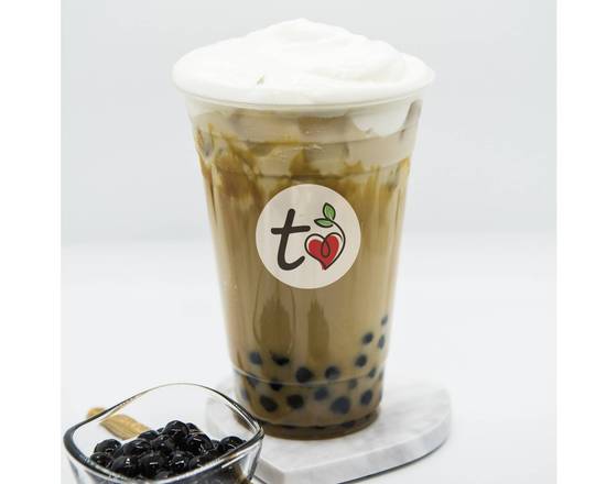 Order Vanilla Coffee (w/ BOBA, salted cream mousse & caramel drizzle) food online from Tealove store, Fontana on bringmethat.com
