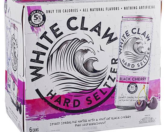 Order White Claw Black Cherry, 6pk-12oz can hard seltzer (5.0% ABV) food online from Ogden Wine & Spirit store, Naperville on bringmethat.com