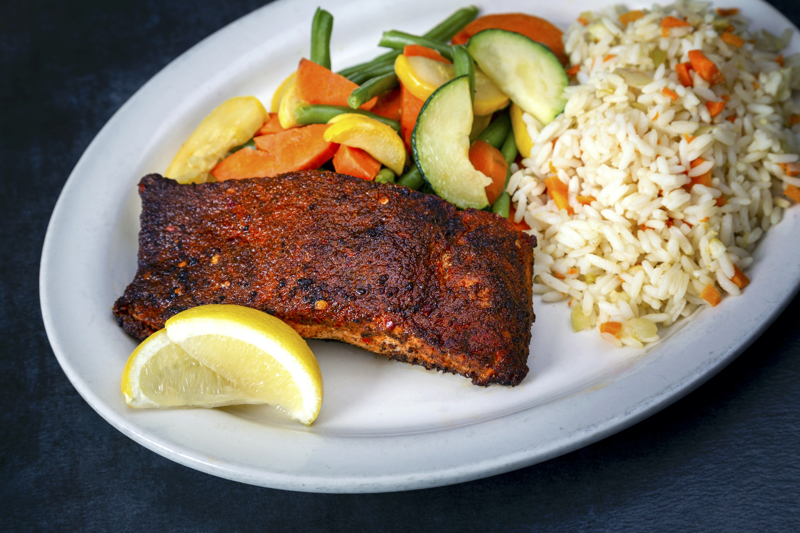 Order Blackened Your Way Salmon food online from Press Box Grill store, Dallas on bringmethat.com