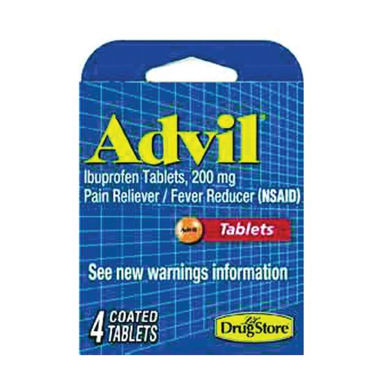 Order Advil Ibuprofen Pain Reliever + Fever Reducer Tablets 4 Count food online from Deerings Market store, Traverse City on bringmethat.com