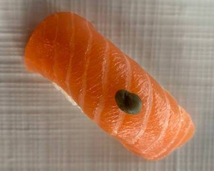 Order Atlantic Salmon (2 pc) (Smoked Salmon) Nigiri food online from I Luv Sushi store, Rockford on bringmethat.com