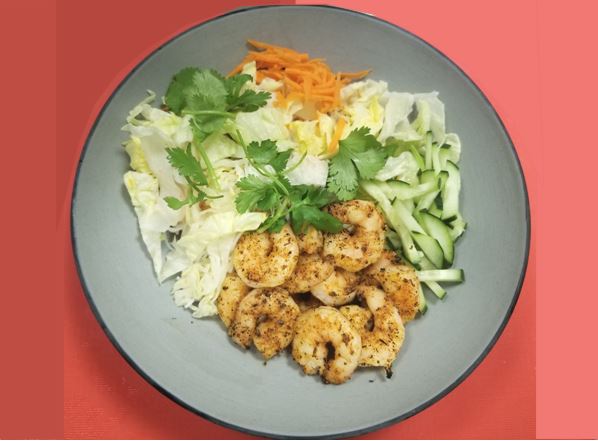 Order S5. Salad With Grilled Shrimp food online from V Cafe store, Austin on bringmethat.com