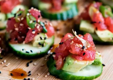 Order Spicy Tuna Avocado Salad food online from Sakana Sushi Bar & Grill store, Boise on bringmethat.com