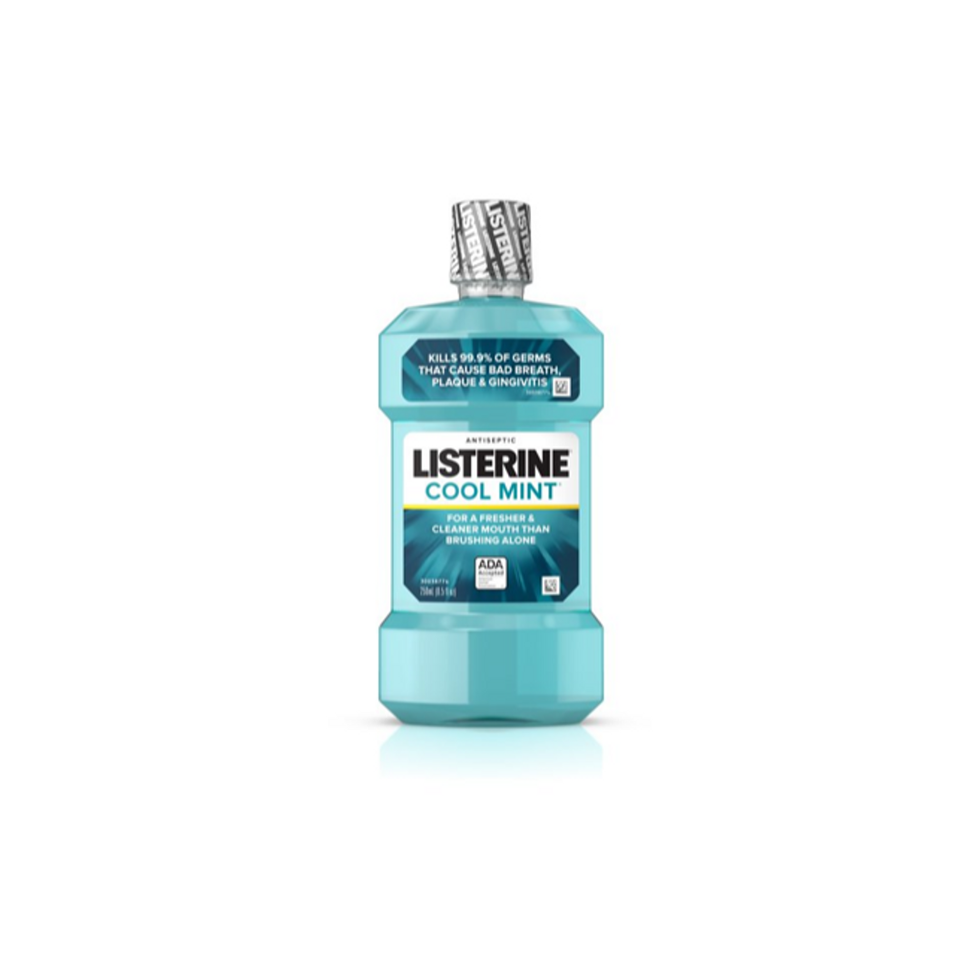 Order Listerine Cool Mint Antiseptic Mouthwash, Mint, 250 Ml food online from Rebel store, Las Vegas on bringmethat.com