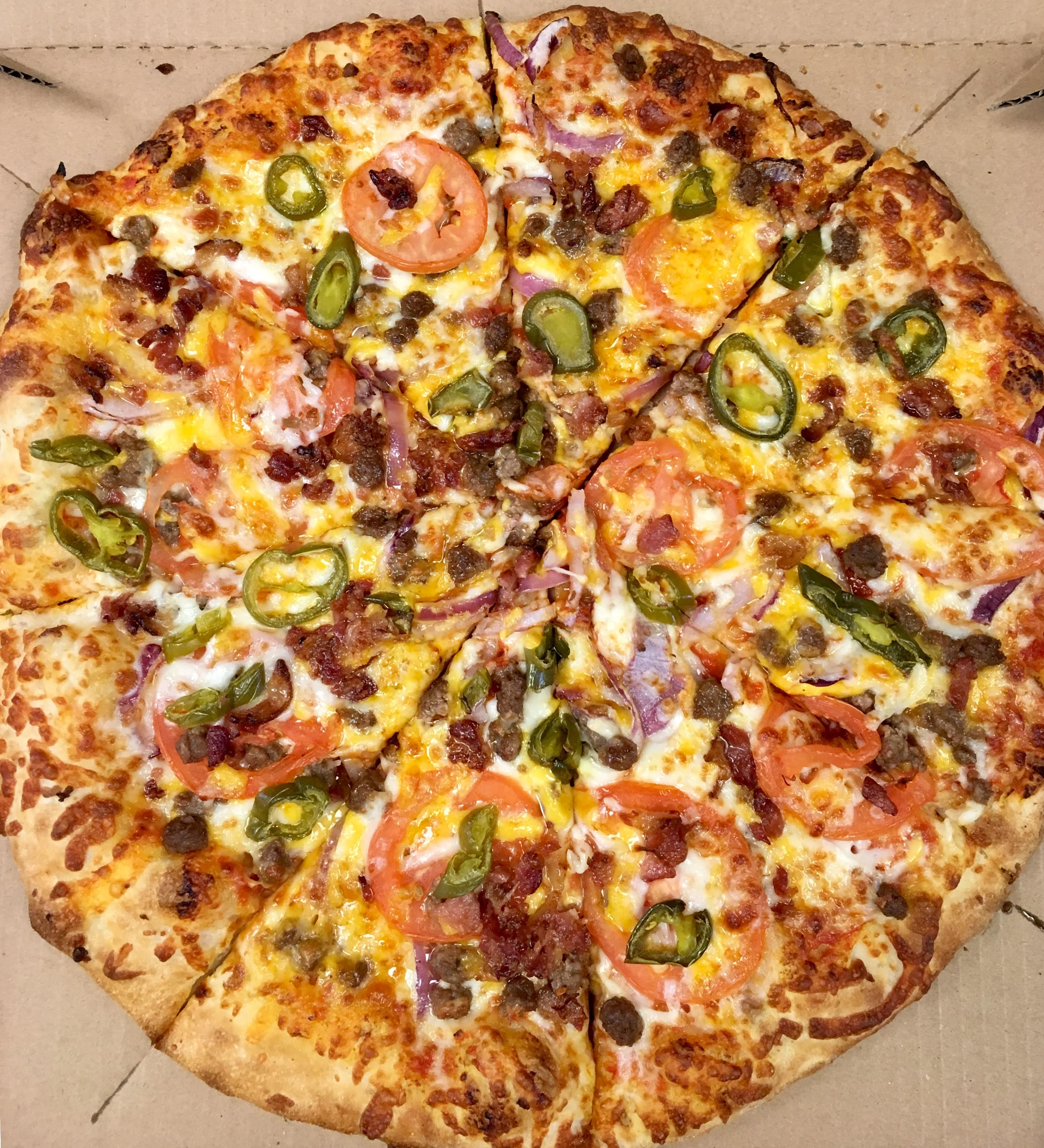 Order Jalapeno Burger Pizza food online from Sgt Peppers Pizza store, Colonial Heights on bringmethat.com