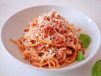 Order Spaghetti Amatricana food online from Bella Notte Italian Restaurant & Pizza store, Little Falls on bringmethat.com