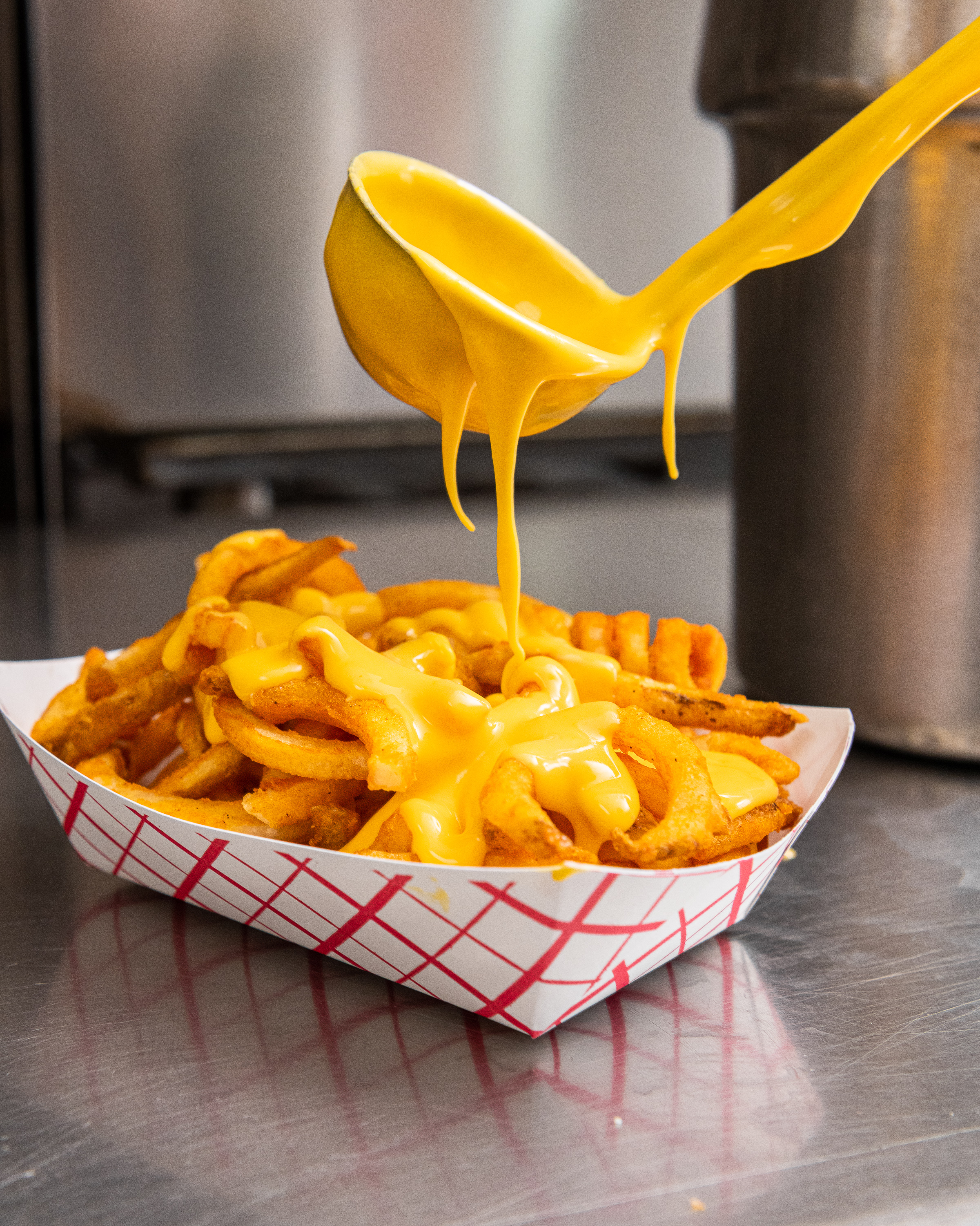 Order Curly Cheese Fries food online from Iggy Doughboys & Chowder House store, Warwick on bringmethat.com
