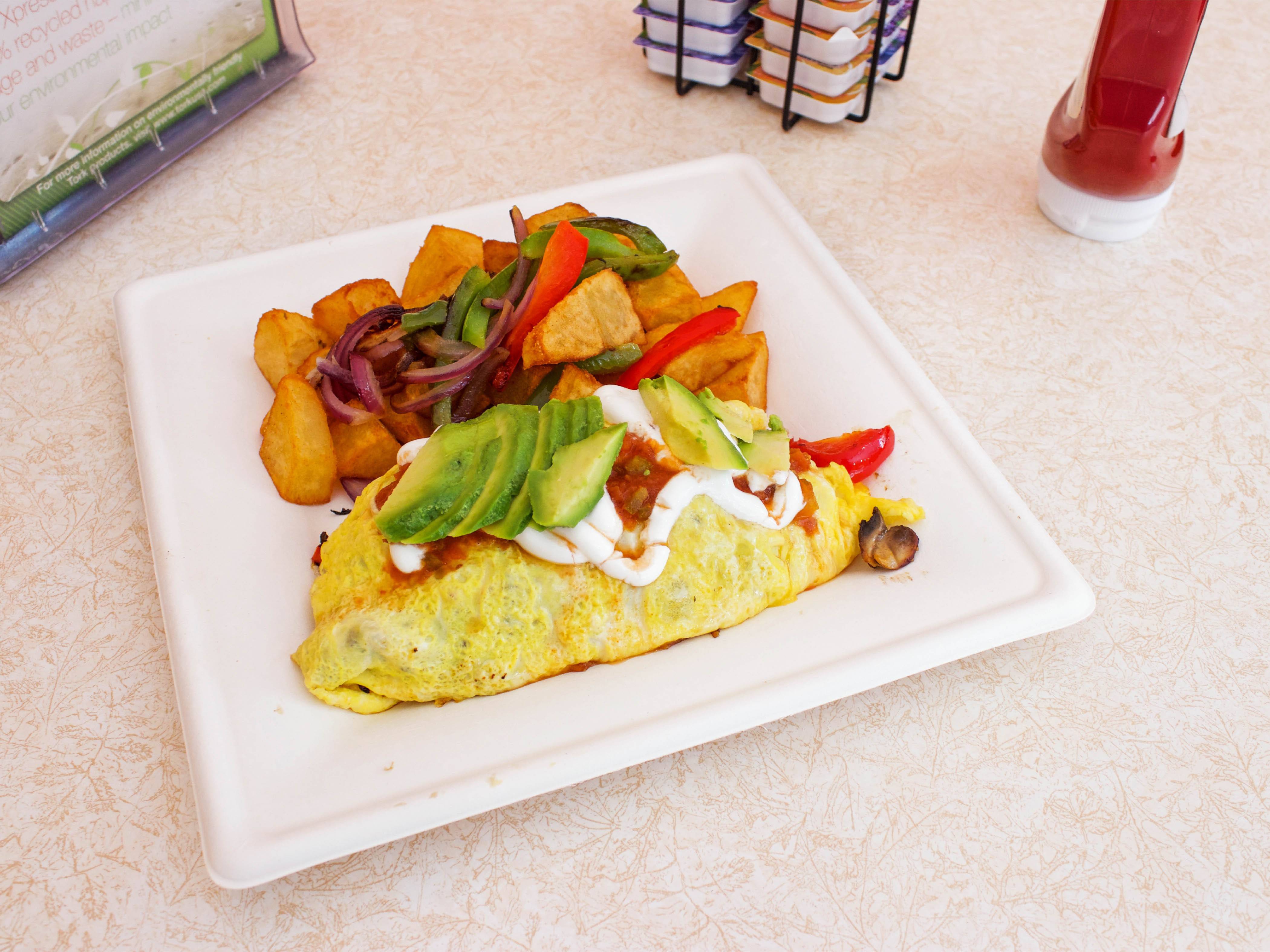 Order Mexican #2 Omelet food online from Chick Donuts & Coffee Shop store, Concord on bringmethat.com