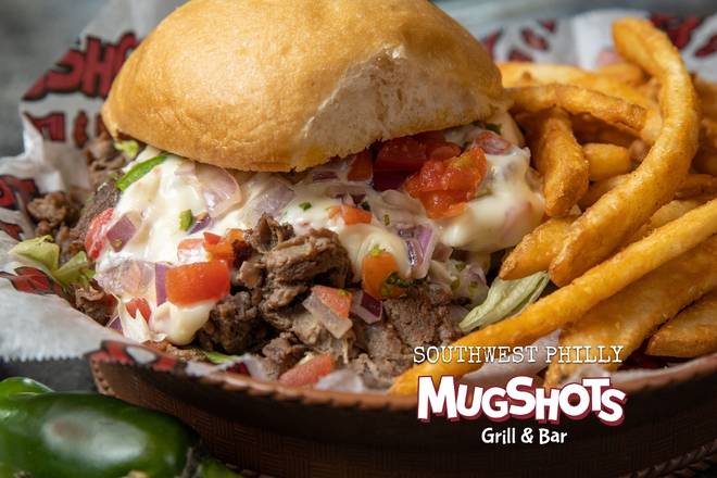 Order SOUTHWEST PHILLY SANDWICH food online from Mugshots Grill & Bar store, Starkville on bringmethat.com