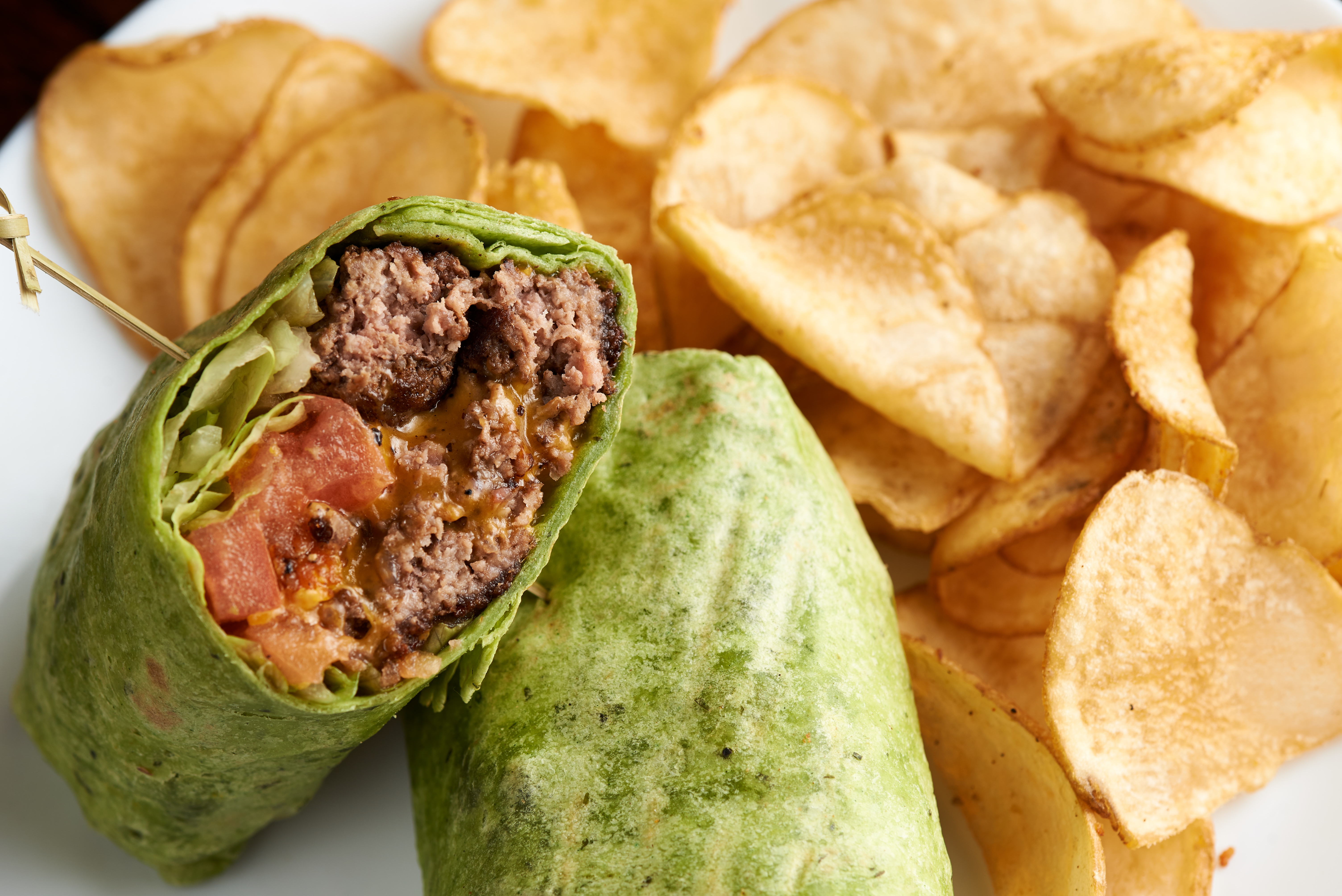 Order Cheeseburger Wrap food online from @ Elm St. Grill store, Greensboro on bringmethat.com
