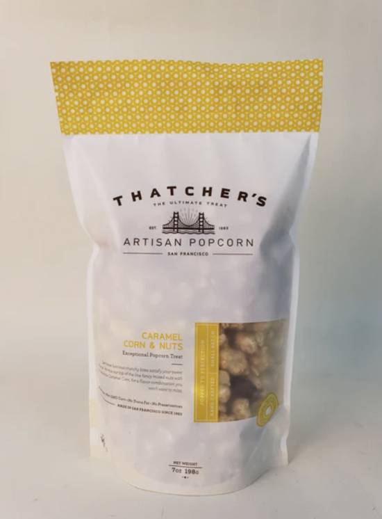 Order Caramel Corn & Nuts Pouch - 7 Oz food online from Thatcher's Special Popcorn store, San Francisco on bringmethat.com