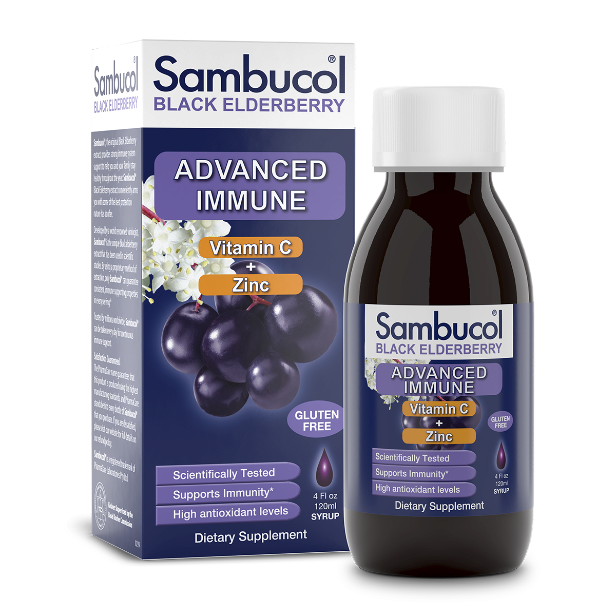 Order Sambucol Black Elderberry Advanced Immune Syrup - 4 fl oz food online from Bartell store, Edmonds on bringmethat.com