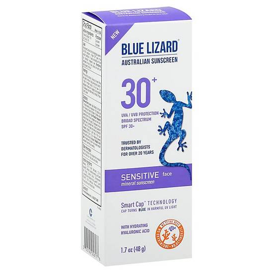 Order Blue Lizard® 1.7 fl. oz. Mineral Sensitive Face Australian Sunscreen SPF 30+ food online from Bed Bath &Amp; Beyond store, Rego Park on bringmethat.com