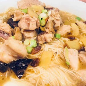 Order Chicken noodle soup with sesame oil and ginger food online from Jade Garden store, Lawrence on bringmethat.com