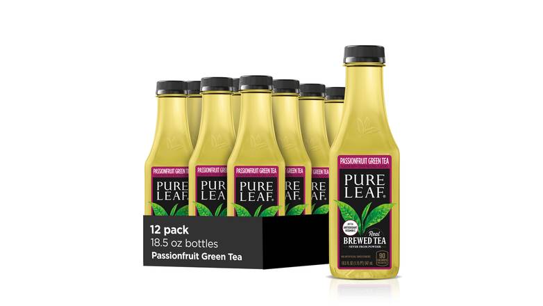 Order Pure Leaf Passionfruit Green Tea - 12 Bottles food online from Shell Rock Spring store, Bel Air on bringmethat.com
