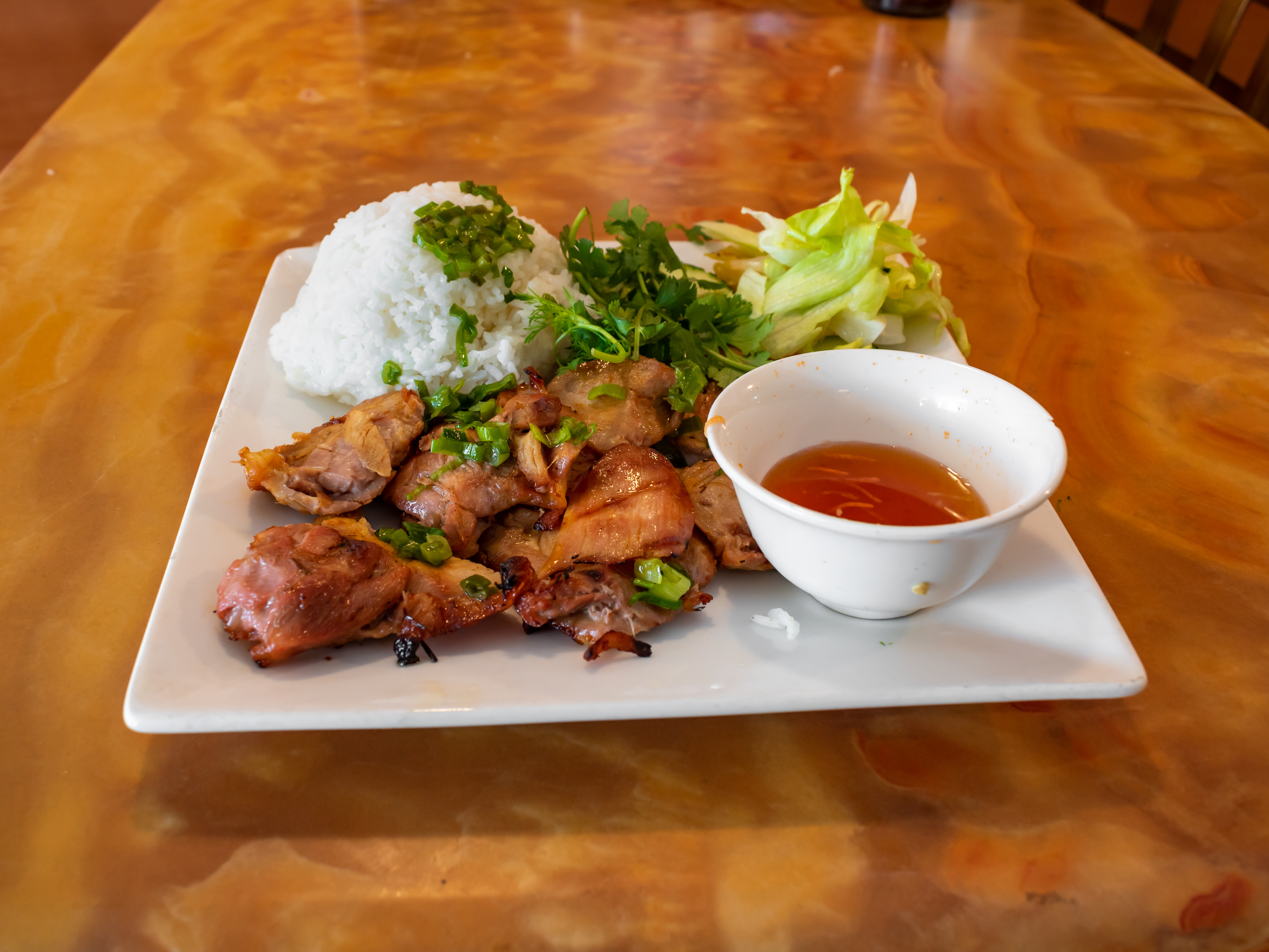 Order 42. Com Thit Nuong Trung Chien food online from Pho Of The Desert store, Indio on bringmethat.com