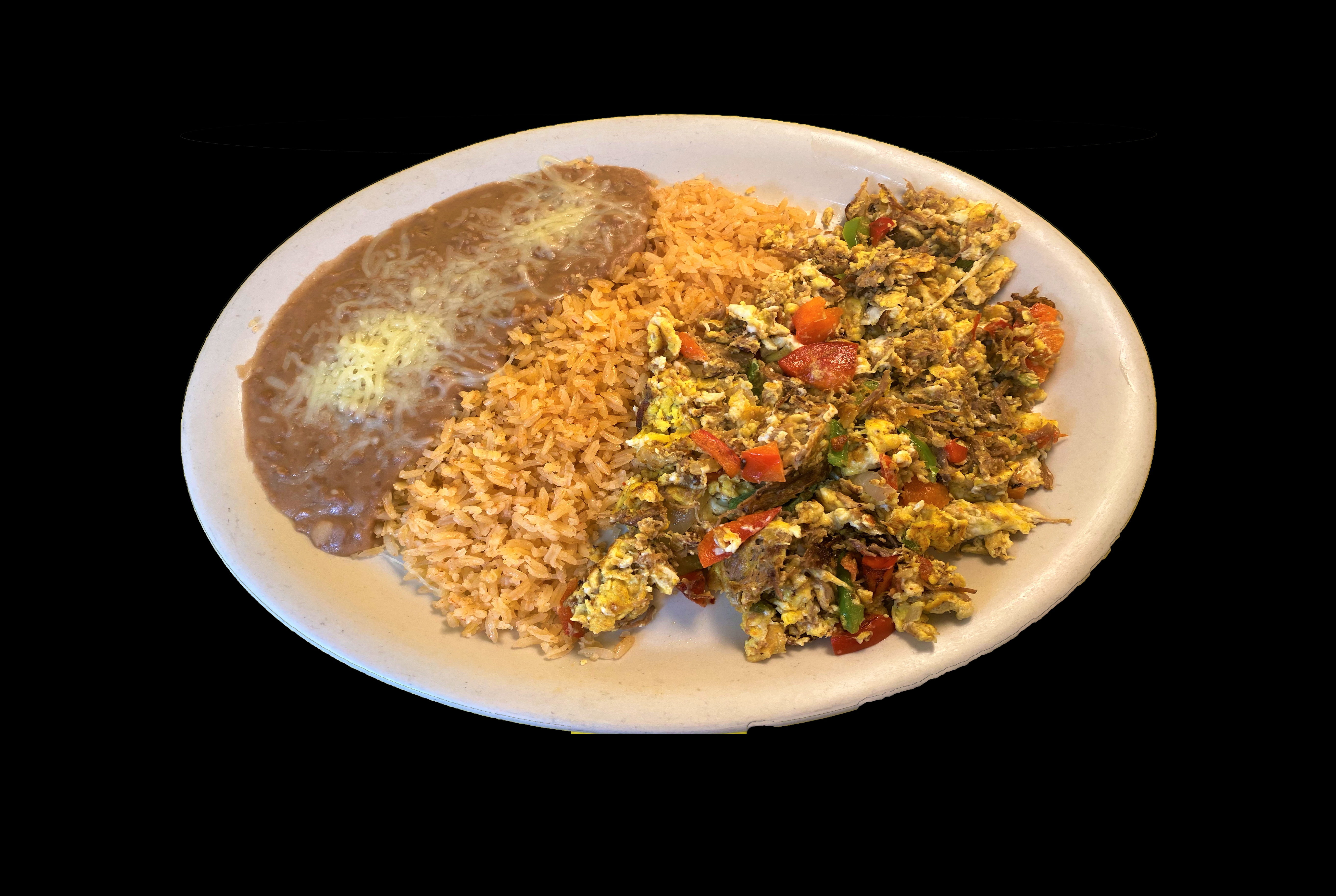 Order Machaca and Eggs Plate food online from Great Mex store, Newport Beach on bringmethat.com