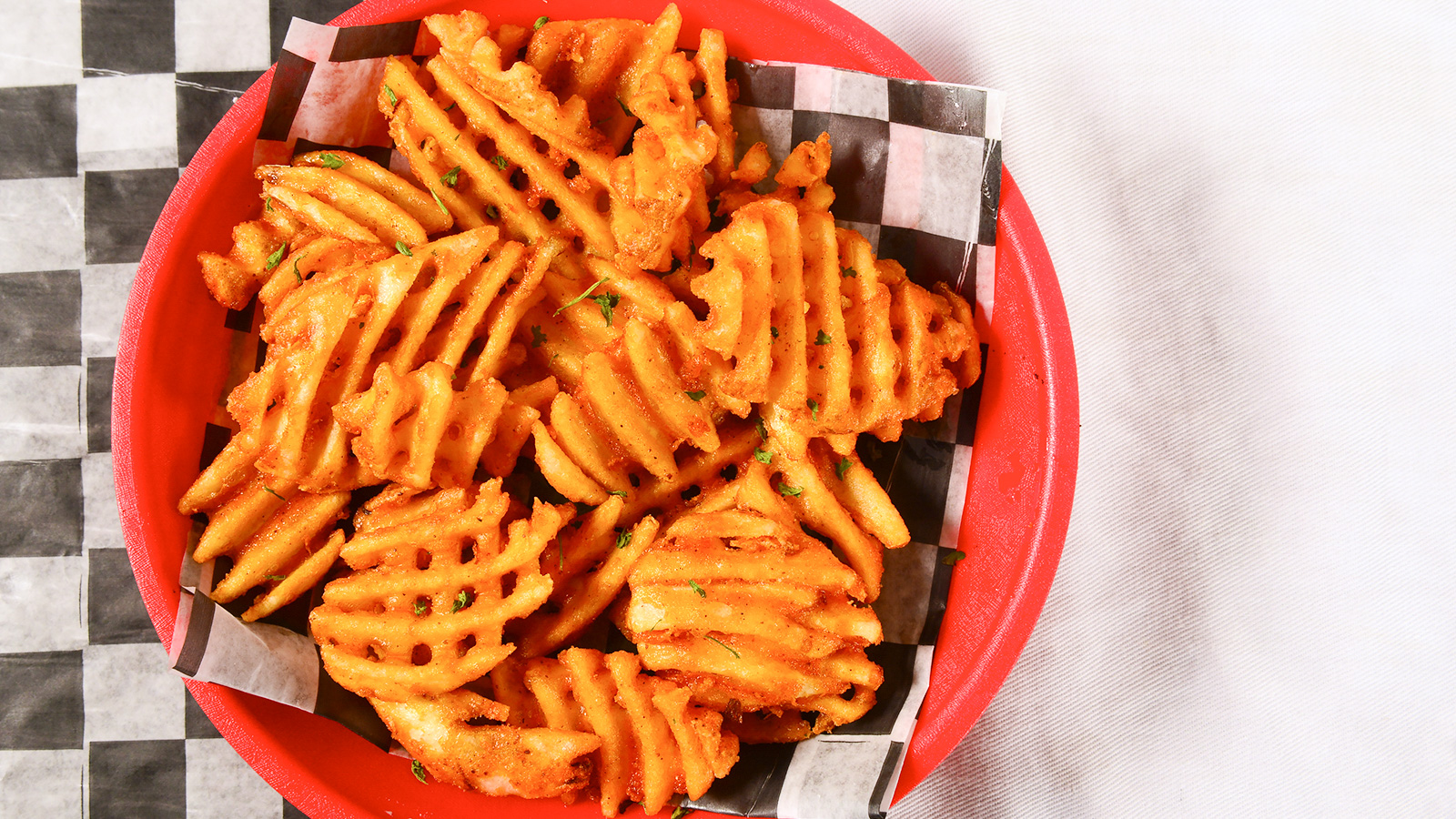 Order Waffle Fries - Side Order food online from Sickies Garage Burgers store, Sioux Falls on bringmethat.com