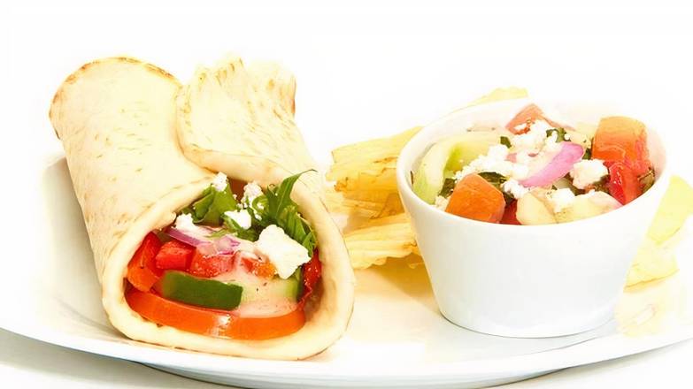 Order Greek Salad Gyro  food online from Taziki Mediterranean Café store, Northglenn on bringmethat.com
