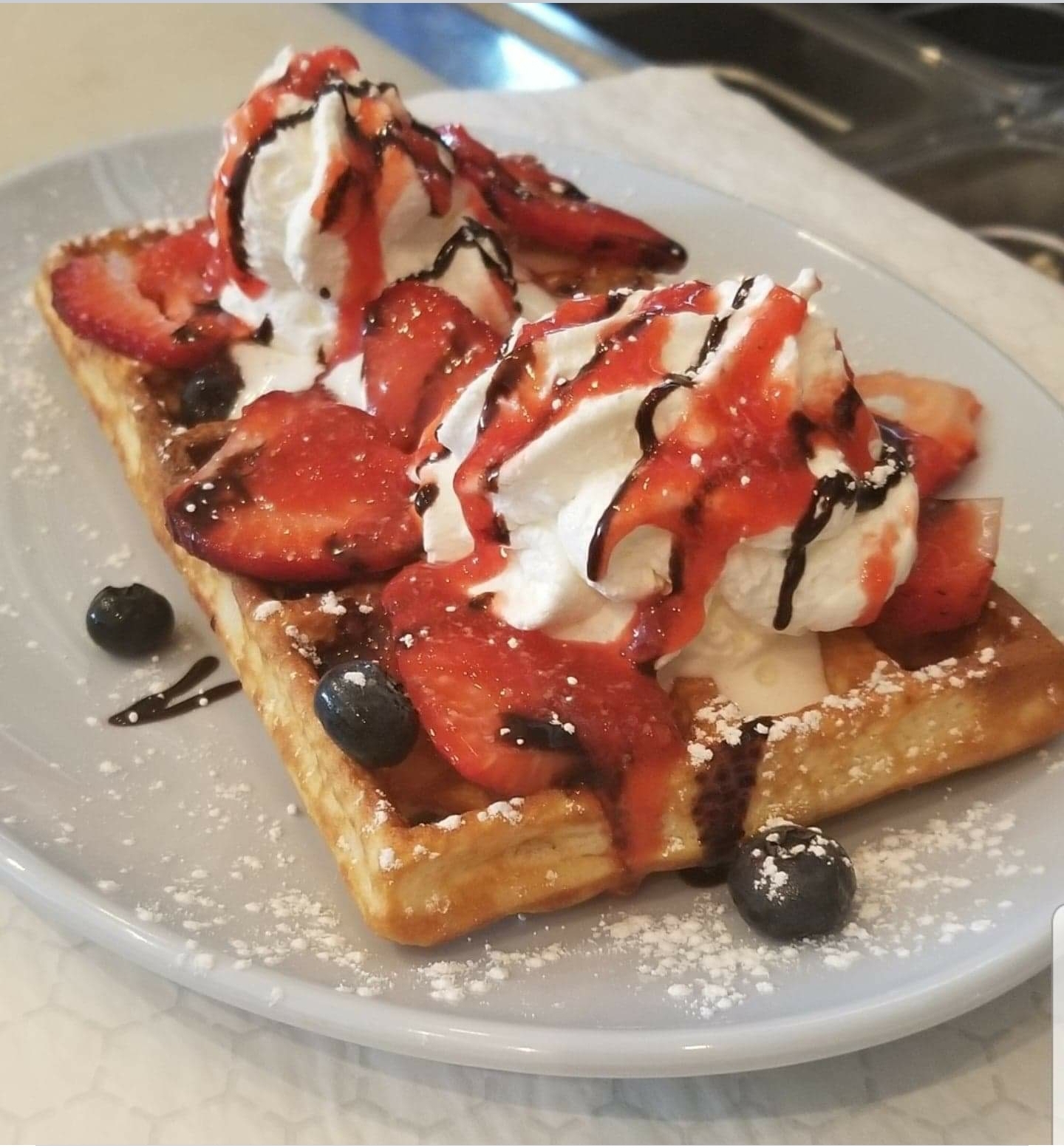Order Waffle with Sauce Only food online from Highlander's Grill store, Hickory Hills on bringmethat.com