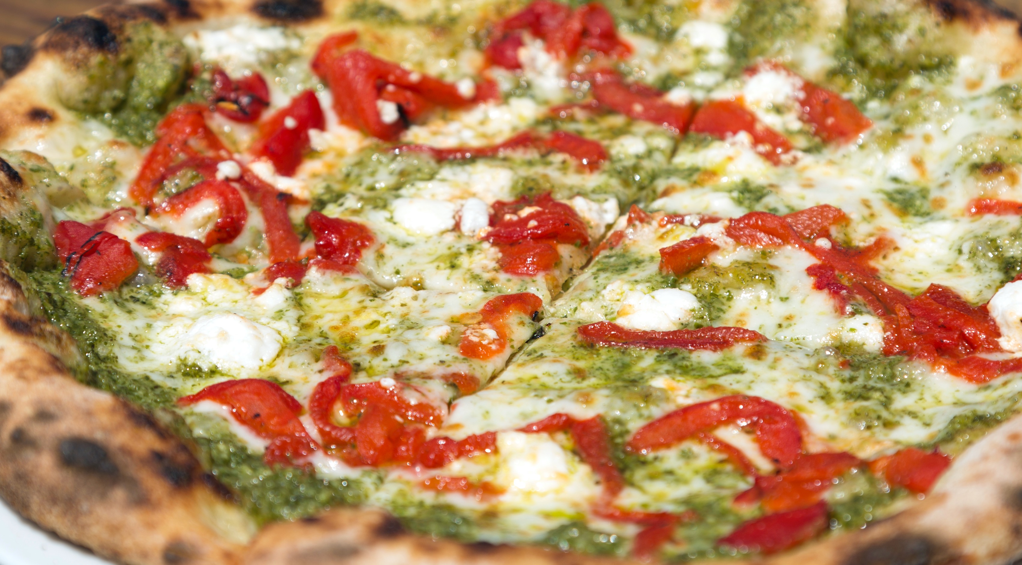 Order Small 10" Pesto with Red Pepper and Goat Cheese Pizza food online from Firetrail Pizza store, San Francisco on bringmethat.com