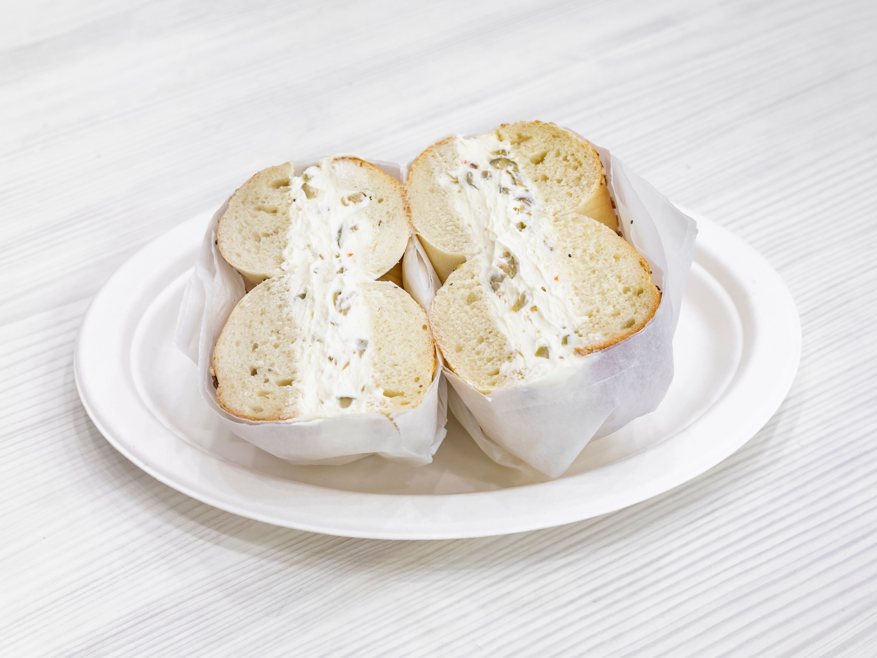 Order Olive Cream Cheese Schmear food online from Bagel Boss store, New York on bringmethat.com