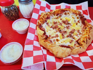 Order Hawaiian Pizza - Personal 8'' (4 Slices) food online from Rocky's Pizzeria & Ice Cream store, North Chicago on bringmethat.com