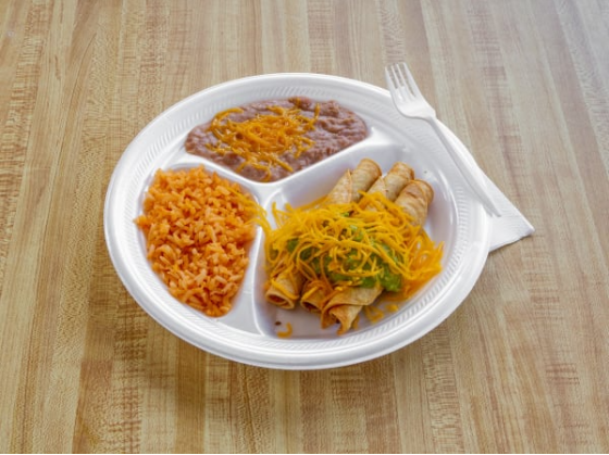 Order Three Piece Rolled Tacos with Guacamole & Cheese Combo Special food online from Los Betos store, Tucson on bringmethat.com