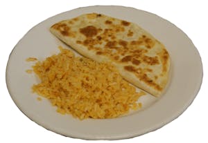 Order F. Cheese Quesadilla & Rice food online from La Tolteca store, Williamsburg on bringmethat.com