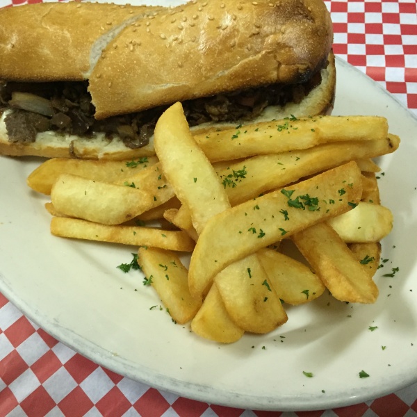 Order Philly Cheese Steak with Fries food online from Pizzelle Di North Beach store, San Francisco on bringmethat.com