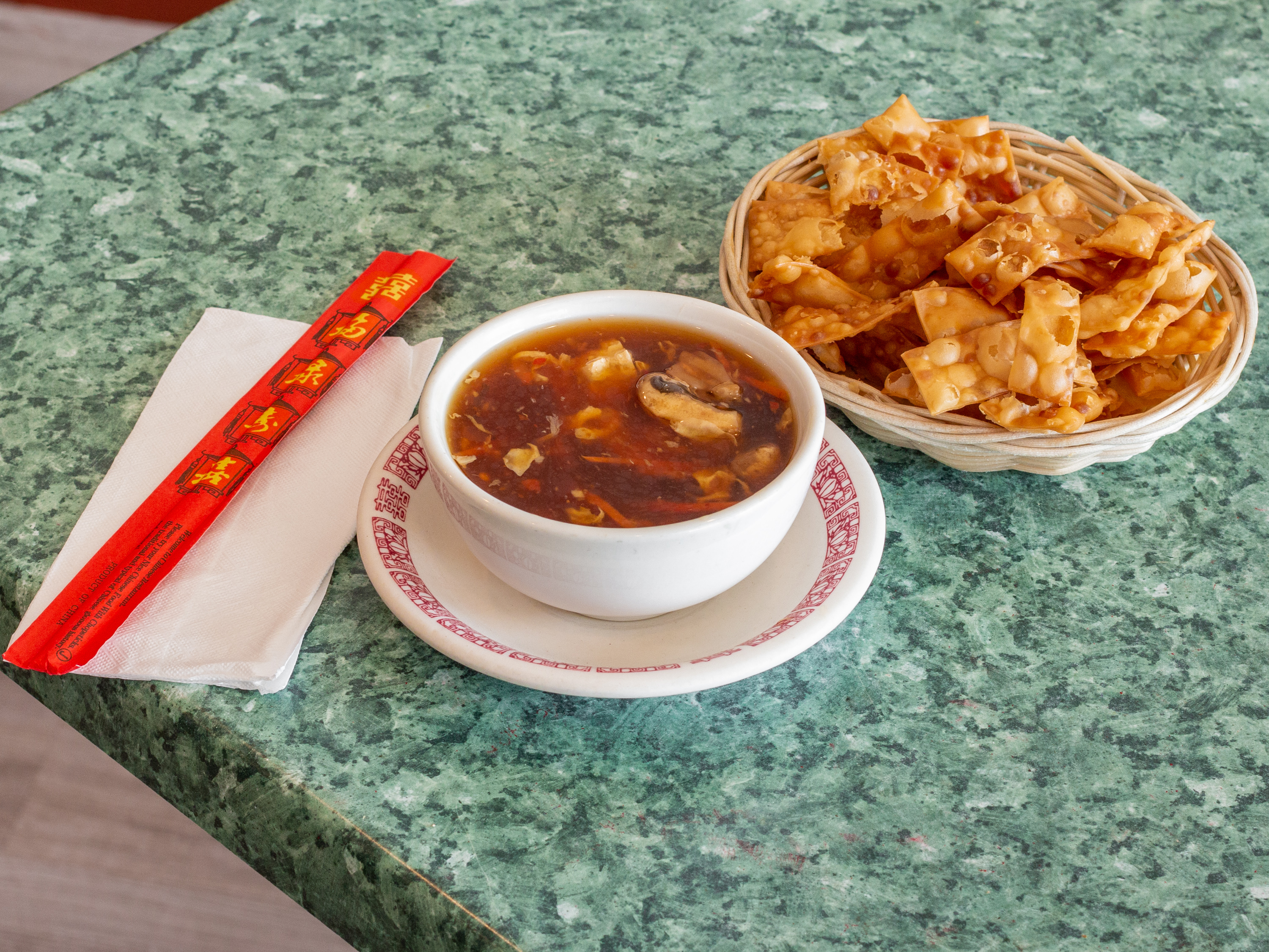 Order 40. Hot and Sour Soup food online from Meizhen Chinese Restaurant store, Virginia Beach on bringmethat.com