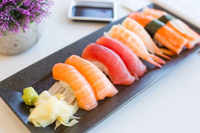 Order Tuna, Salmon, Shrimp, Crab  (8 pc nigiri) food online from B Cafe store, Quincy on bringmethat.com