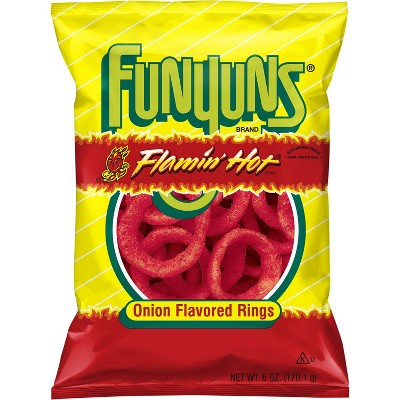 Order Funyuns Flamin Hot 1 7 & 8-oz. food online from Sb Liquor & Crafts store, Santa Barbara on bringmethat.com
