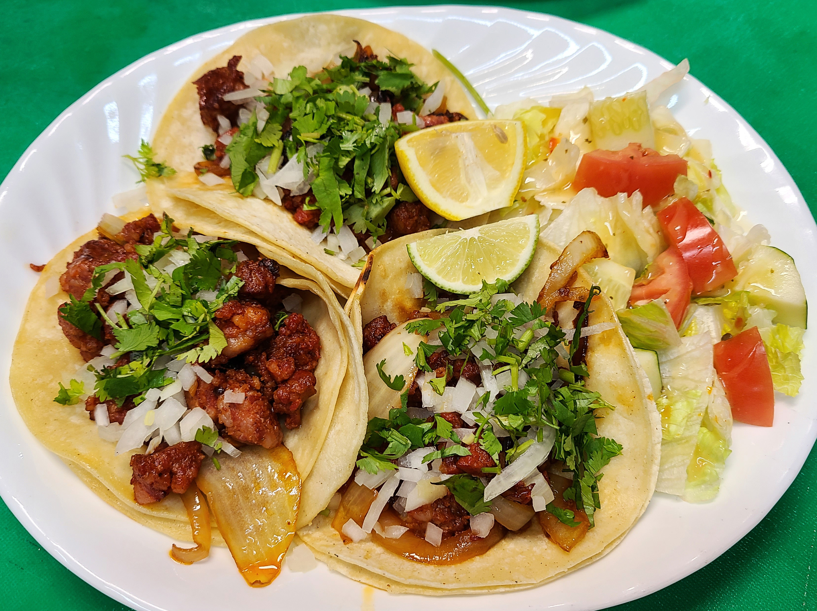 Order 20. Tacos de Chorizo food online from El Tenampa 2 store, Farmingville on bringmethat.com