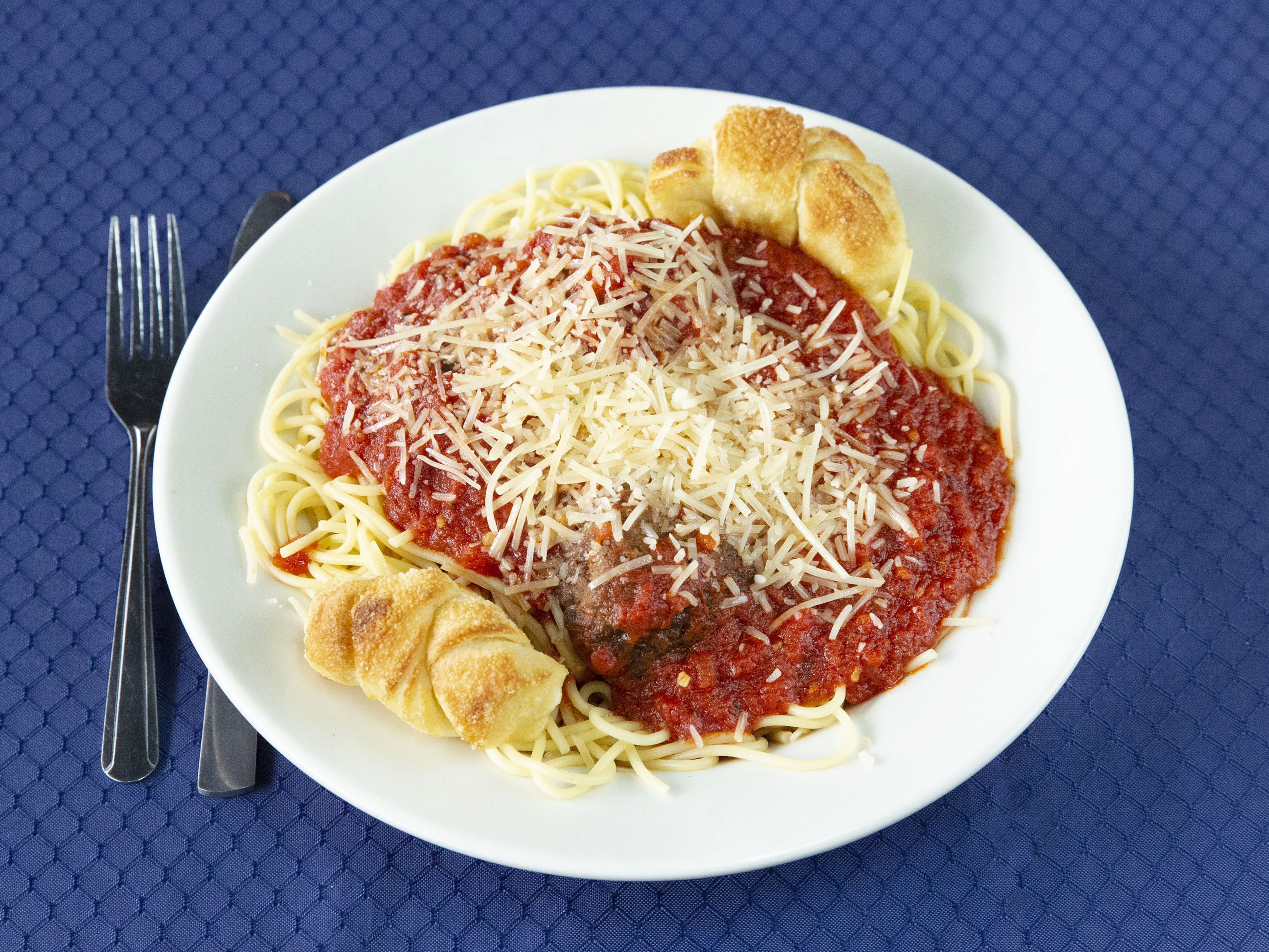 Order Pasta with 2 Meatballs food online from The Garlic Knot - University Hills store, Denver on bringmethat.com