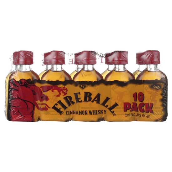 Order Fireball Cinnamon Whisky - 50ml/10-pack food online from Bottle Shop & Spirits store, Los Alamitos on bringmethat.com