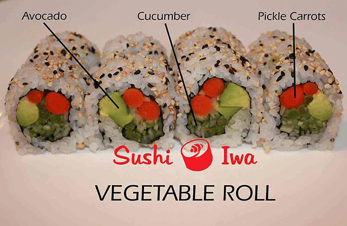 Order VEGETABLE ROLL food online from Sushi Iwa store, Apex on bringmethat.com