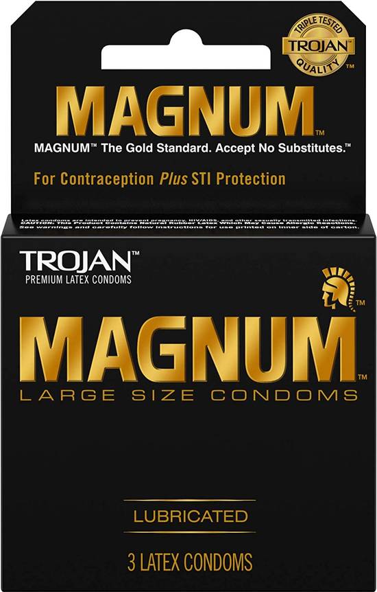 Order Trojan Magnum Lubricated Condoms, 3 Count food online from Pepack Sunoco store, Peapack on bringmethat.com