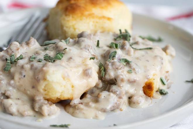 Order Biscuits-and-Gravy food online from Lathrop House Cafe store, River Forest on bringmethat.com