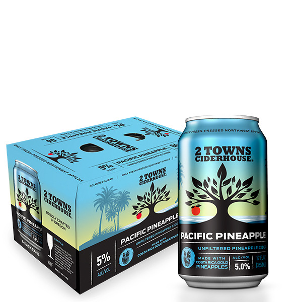 Order 2 Towns Cider House Pacific Pineapple 6 Pack Cans food online from Mirage Wine & Liquor store, Palm Springs on bringmethat.com