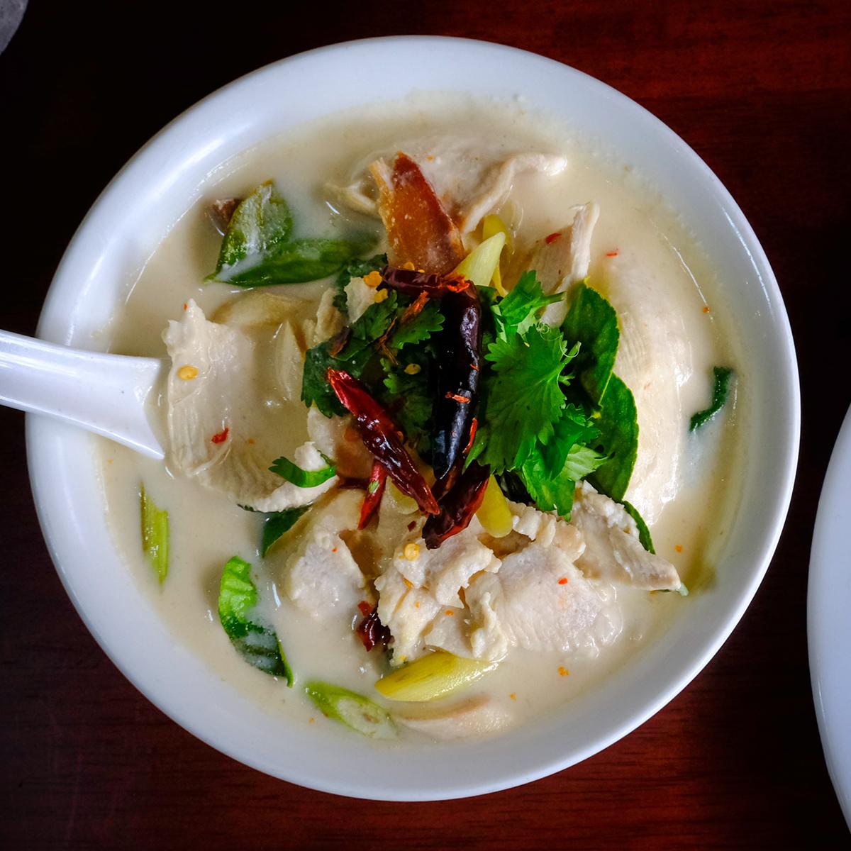 Order B24. Tom Ka Kai Soup food online from Manee Thai store, Chicago on bringmethat.com