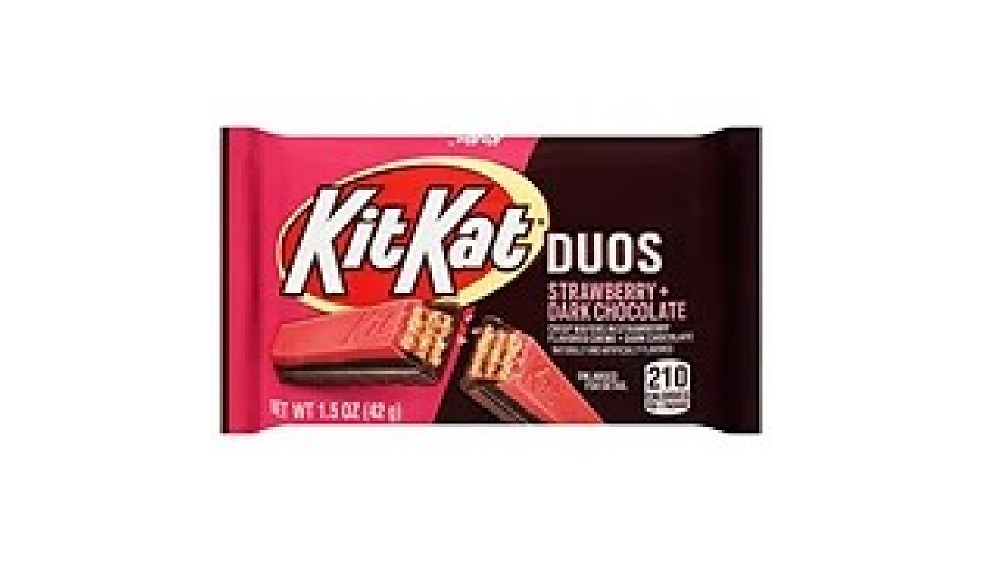 Order KIT KAT DUOS Strawberry and Dark Chocolate Candy Bar (1.5 oz) food online from Neomunch store, Warren on bringmethat.com