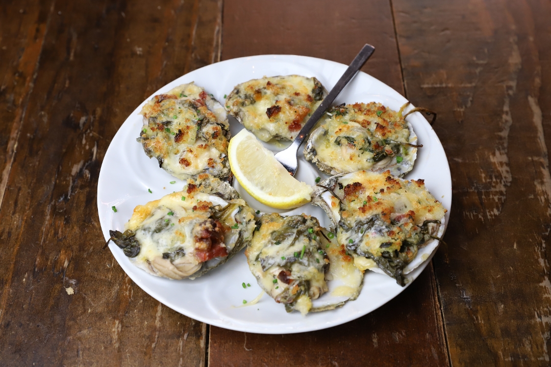 Order Oysters Rockefeller food online from Plank Seafood Provisions store, Omaha on bringmethat.com