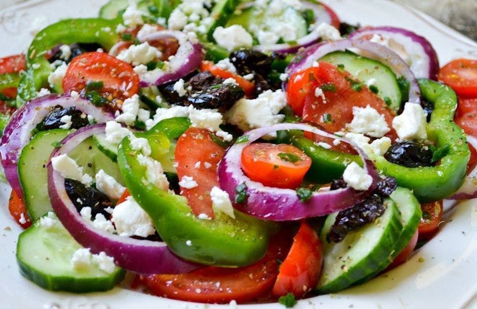 Order Greek Salad - Salad food online from Rudy Pizza & Italian Bistro store, Newark on bringmethat.com