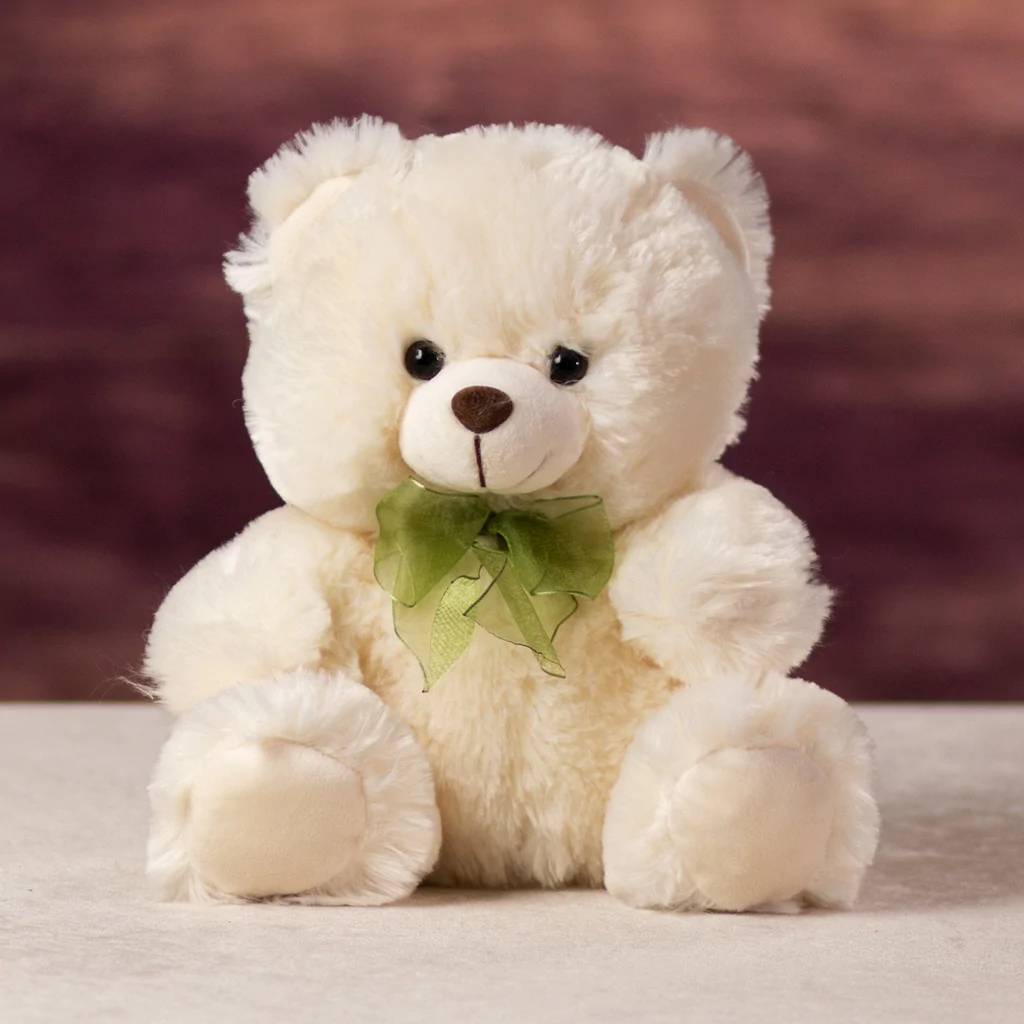Order 10" Super Soft White Bear food online from Niko's Flower Designs store, Chicago on bringmethat.com
