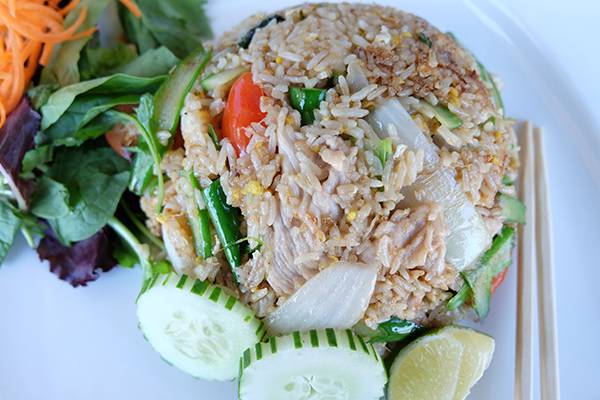 Order Bangkok Pork Fried Rice food online from Roodle Rice & Noodle Bar store, Wallingford on bringmethat.com