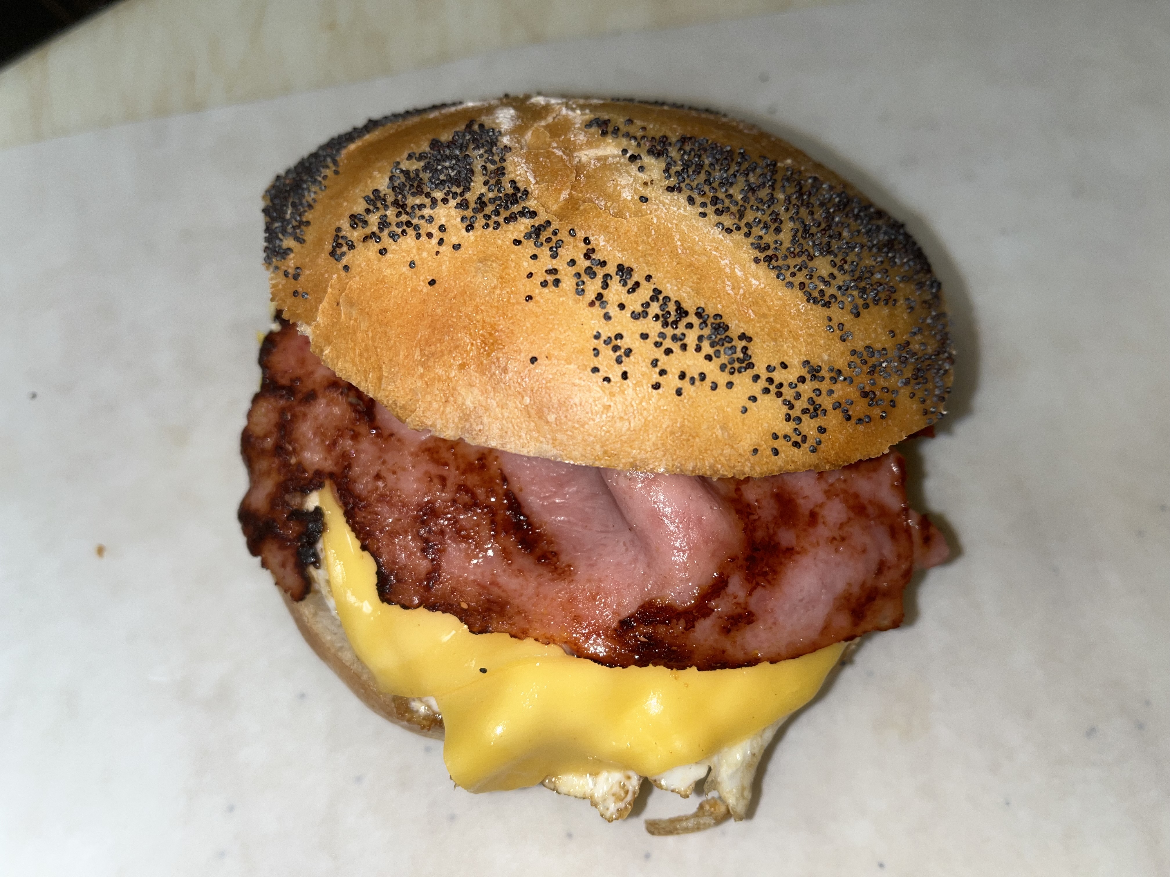 Order 2 Eggs with Ham and cheese on a Roll food online from Bagels N Brunch Deli store, Islip Terrace on bringmethat.com